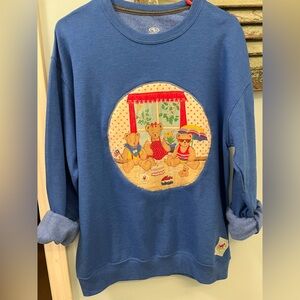 Blue Sweatshirt with Teddy Bear Design